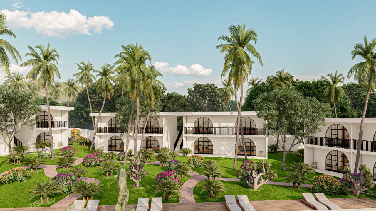 Les jardins paysagers et les bâtiments de l'hôtel boutique Havana