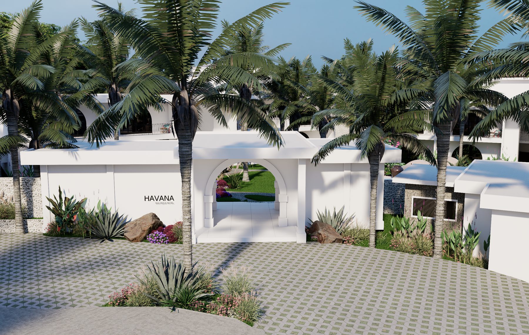 Le portail d'entrée Havana, ouvert sur les jardins du domaine