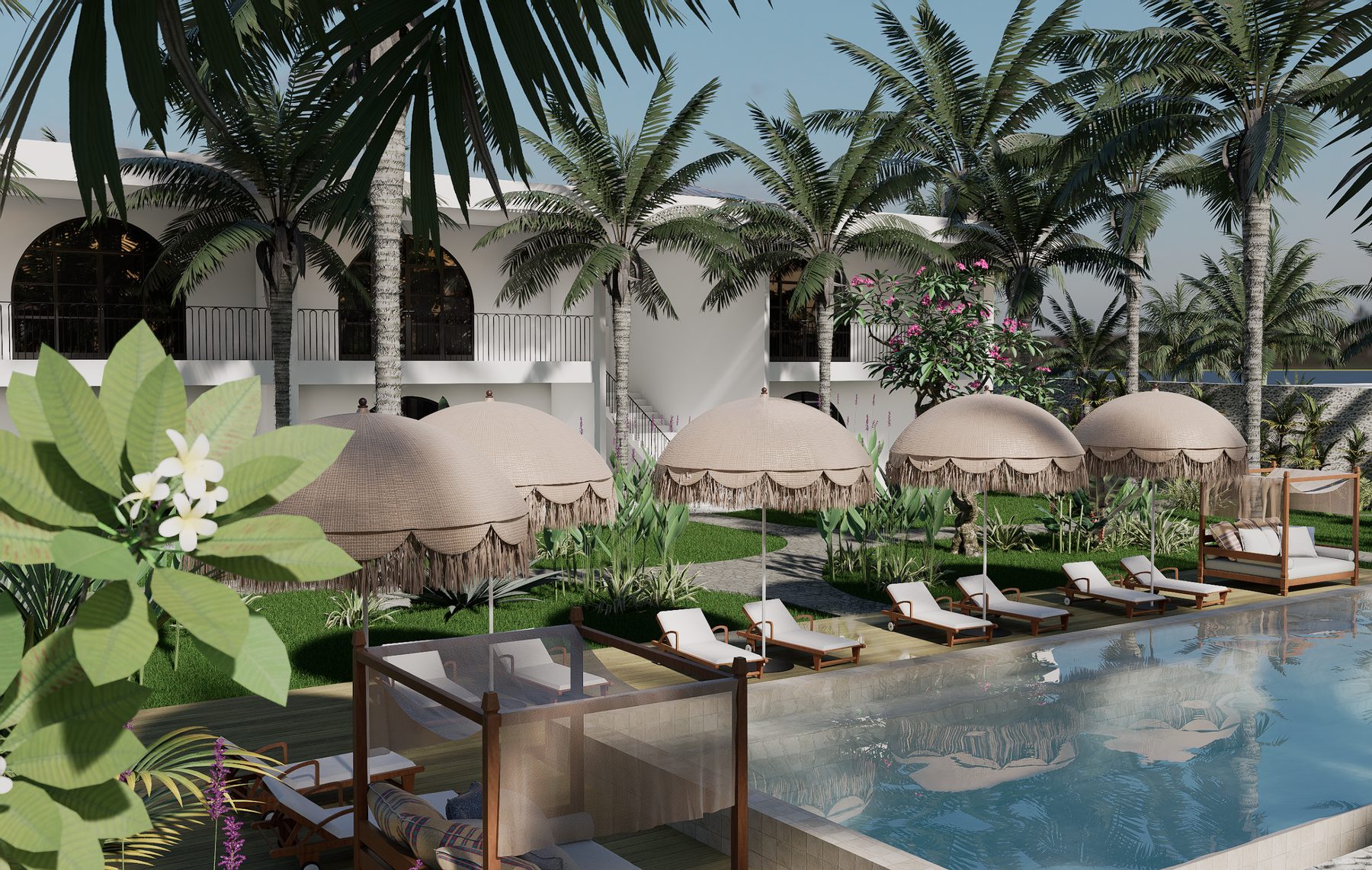 Bord de piscine et arches
