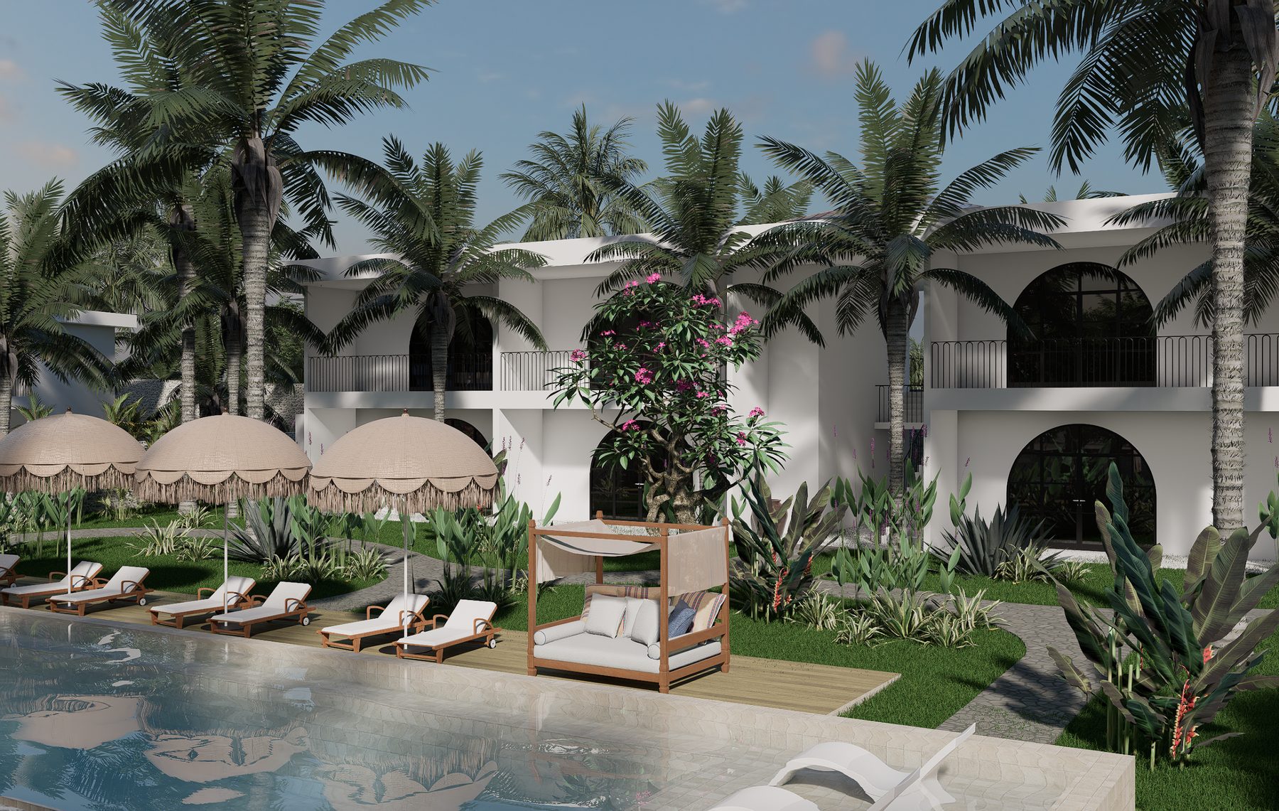 Les jardins paysagers et les bâtiments de l'hôtel boutique Havana