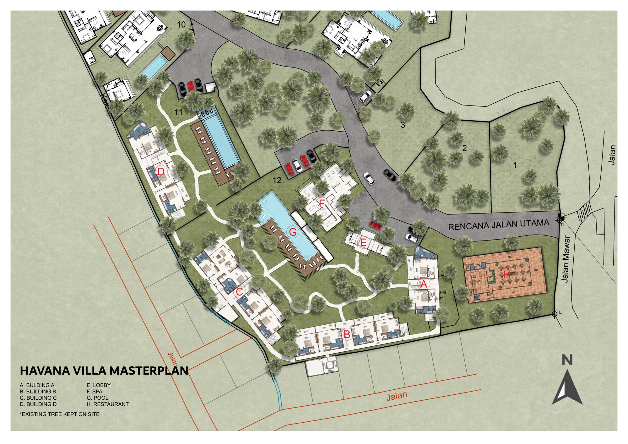 Masterplan définitif du domaine Havana : hôtel complet et villas